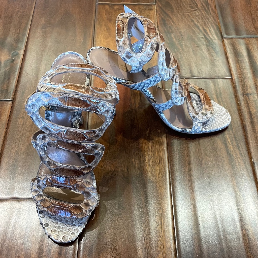 Sergio Rossi Vero Cuoio Snakeskin Heels  Brand New